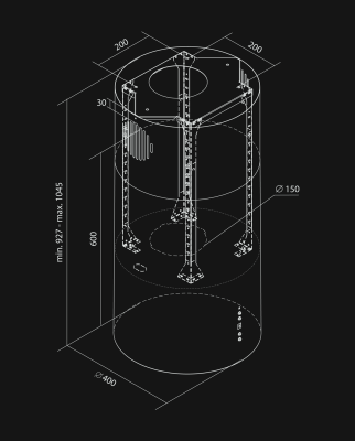 Erdvinis gartraukis Tubo Royal Gold Gesture Control - Aukso - Rysunek techniczny