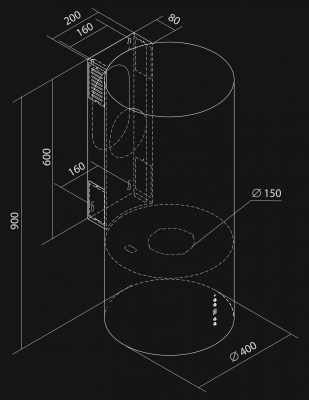 Sieninis gartraukis Tubo OR Sterling Gold Gesture Control - Aukso - Rysunek techniczny