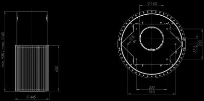 Erdvinis gartraukis Voliera N2 Black-Black - Juoda - Rysunek techniczny