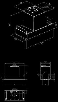 Įmontuojamas gartraukis Prato Eco Black Matt - Juoda matinė - Rysunek techniczny