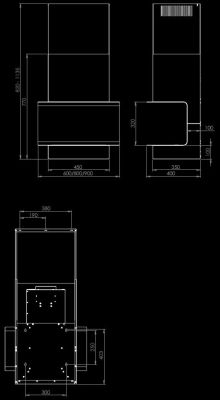 Sieninis gartraukis C-Shelf Black-Black - Juoda matinė - Rysunek techniczny