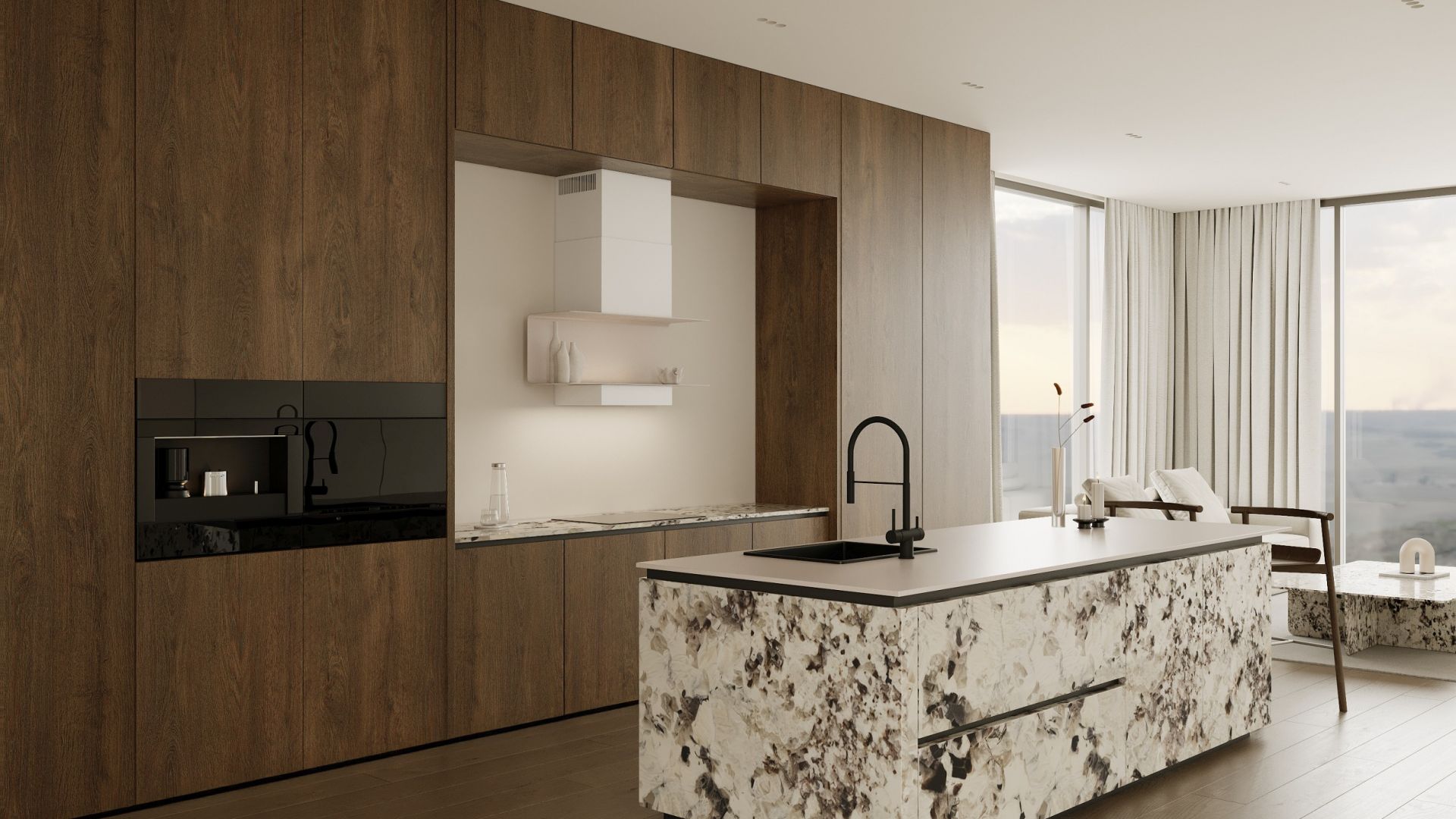 Sieninis gartraukis C-Shelf White-Kashmir - Balta matinė/Kašmyro - Wizualizacja