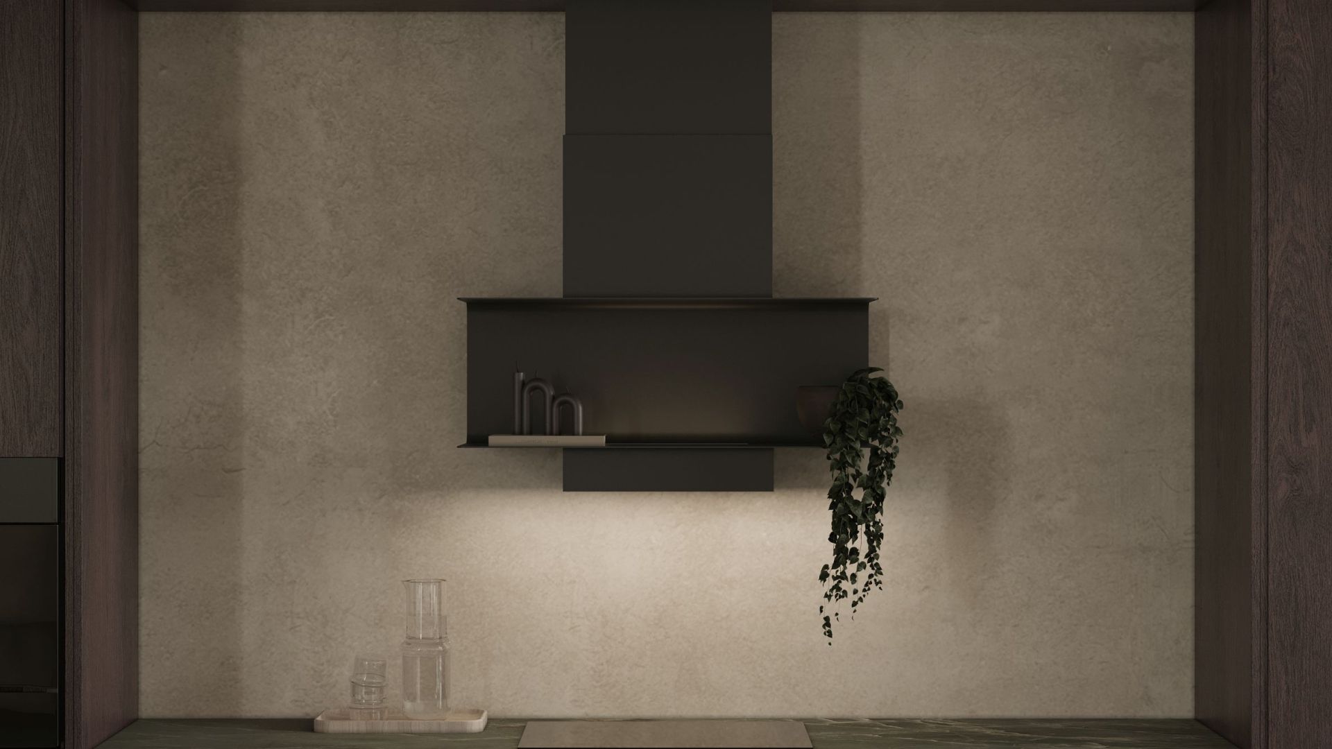 Sieninis gartraukis C-Shelf Black-Black - Juoda matinė - Wizualizacja