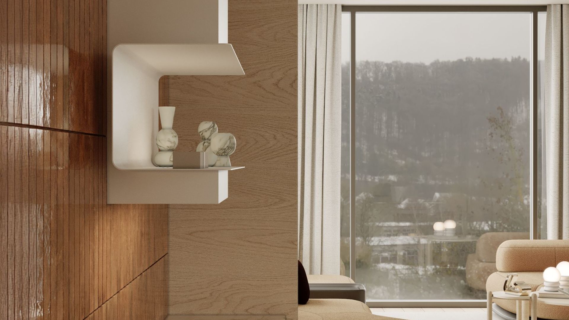 Sieninis gartraukis C-Shelf White-White - Balta matinė - Wizualizacja 3