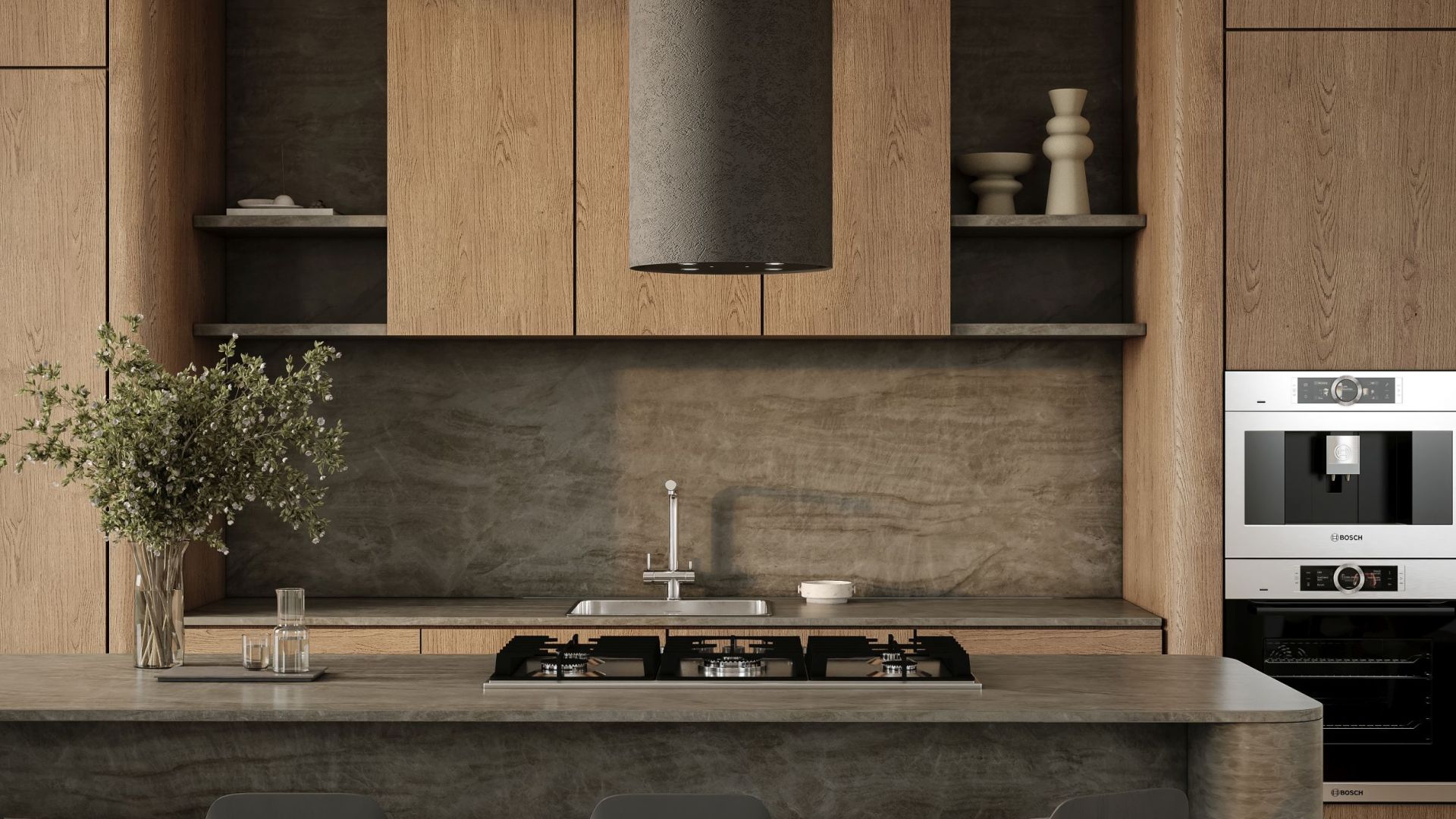 Erdvinis gartraukis Columni Stono Dark Grey - Pilka - Wizualizacja