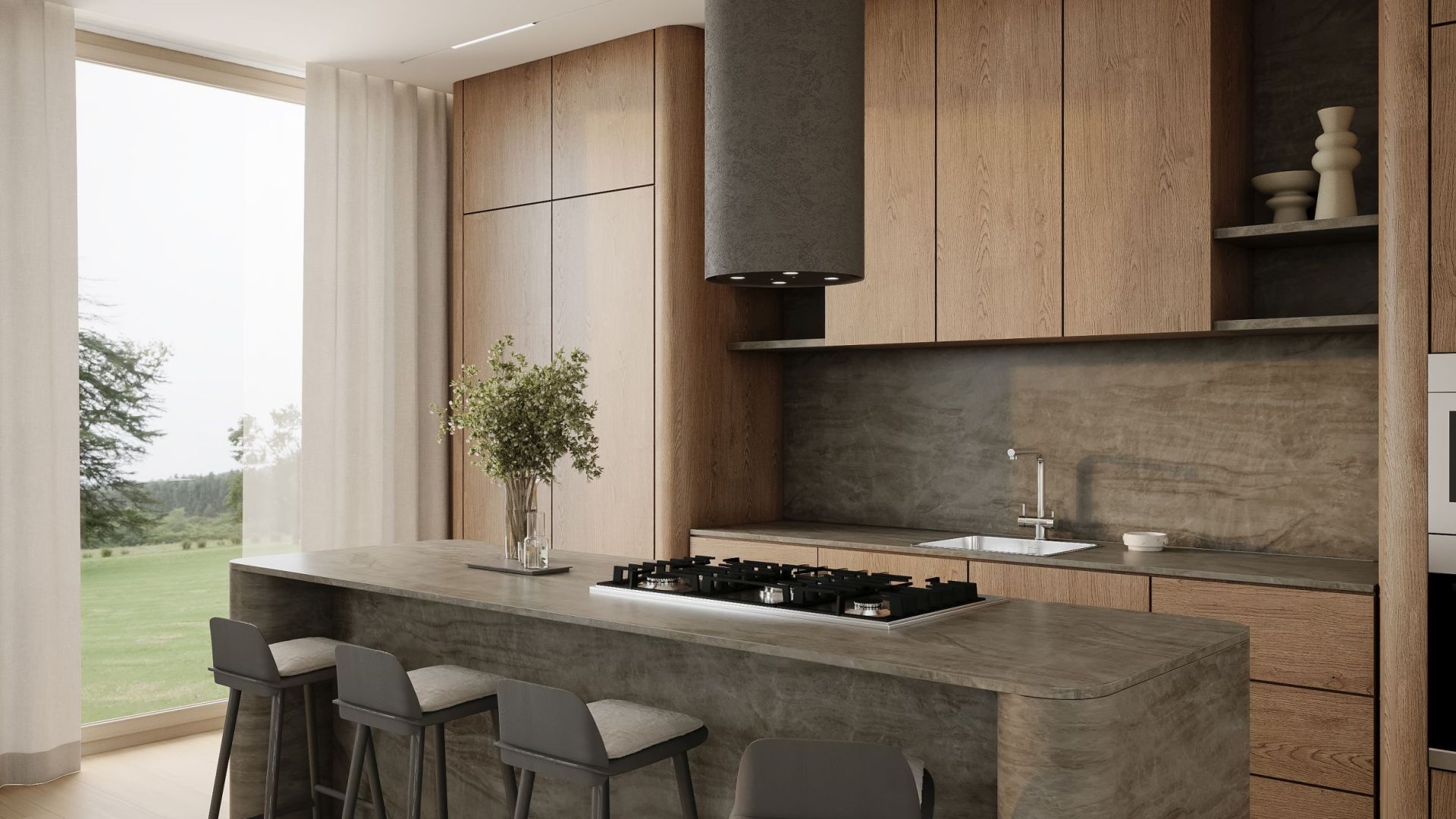 Erdvinis gartraukis Columni Stono Dark Grey - Pilka - Wizualizacja 3