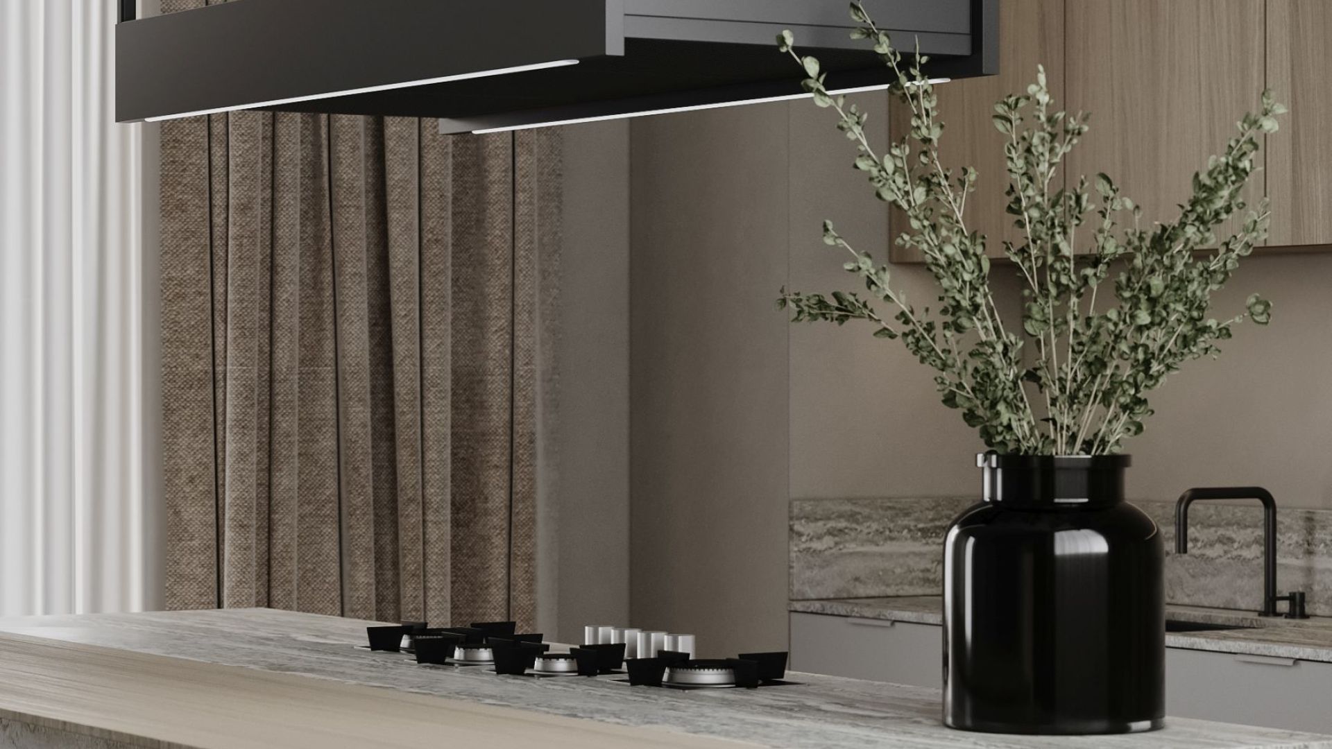 Erdvinis gartraukis Alvar Glass Black Matt - Juoda matinė - Wizualizacja 4