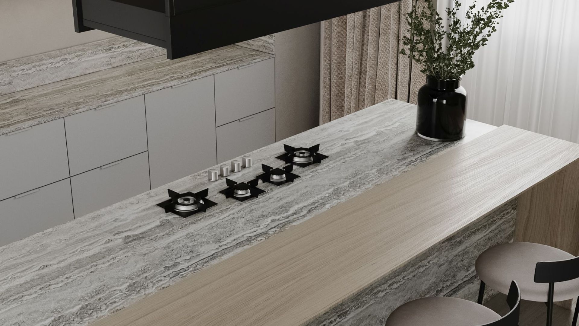 Erdvinis gartraukis Alvar Glass Black Matt - Juoda matinė - Wizualizacja 8