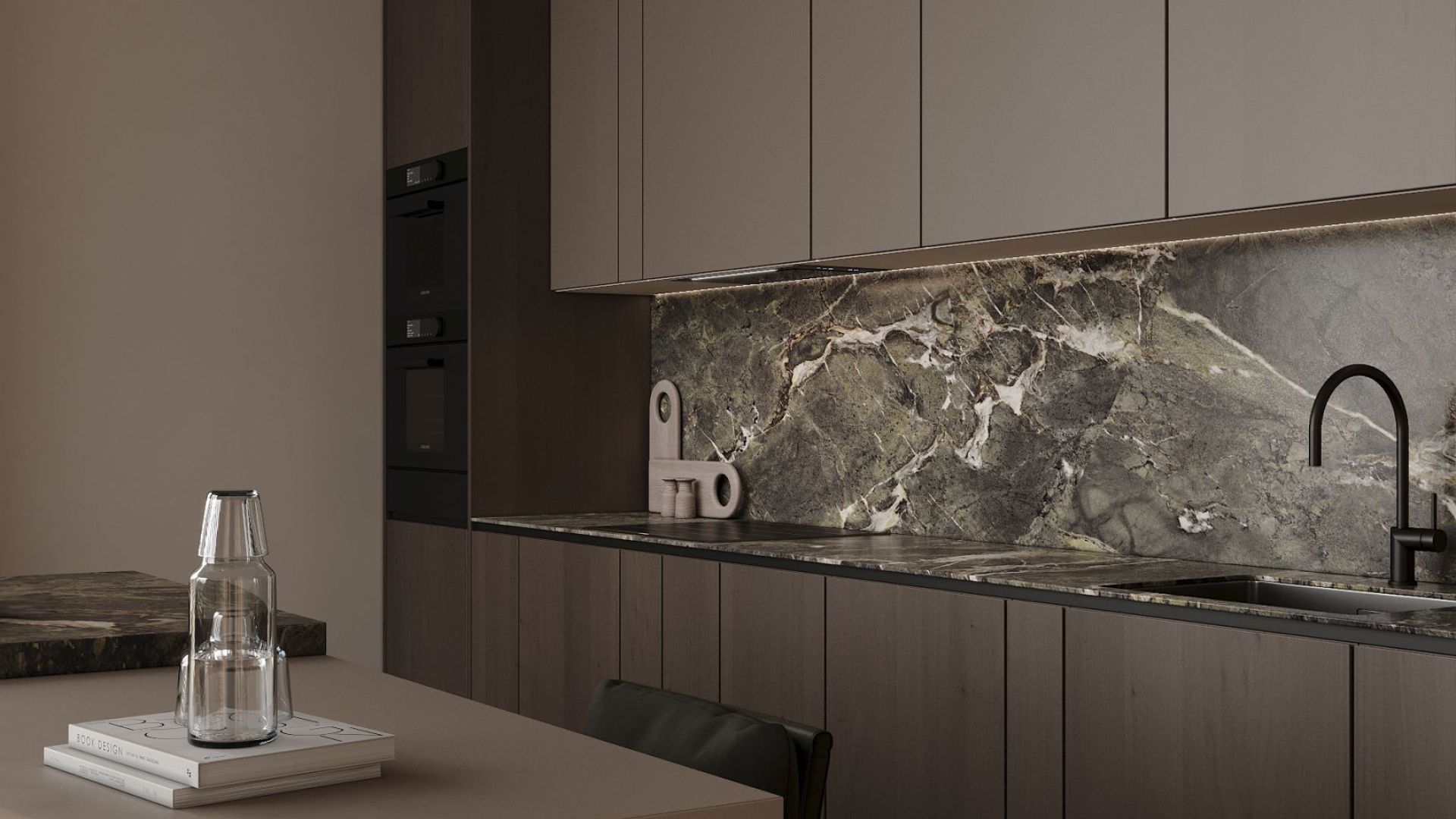 Įmontuojamas gartraukis Micra Black Matt - Juoda matinė - Wizualizacja