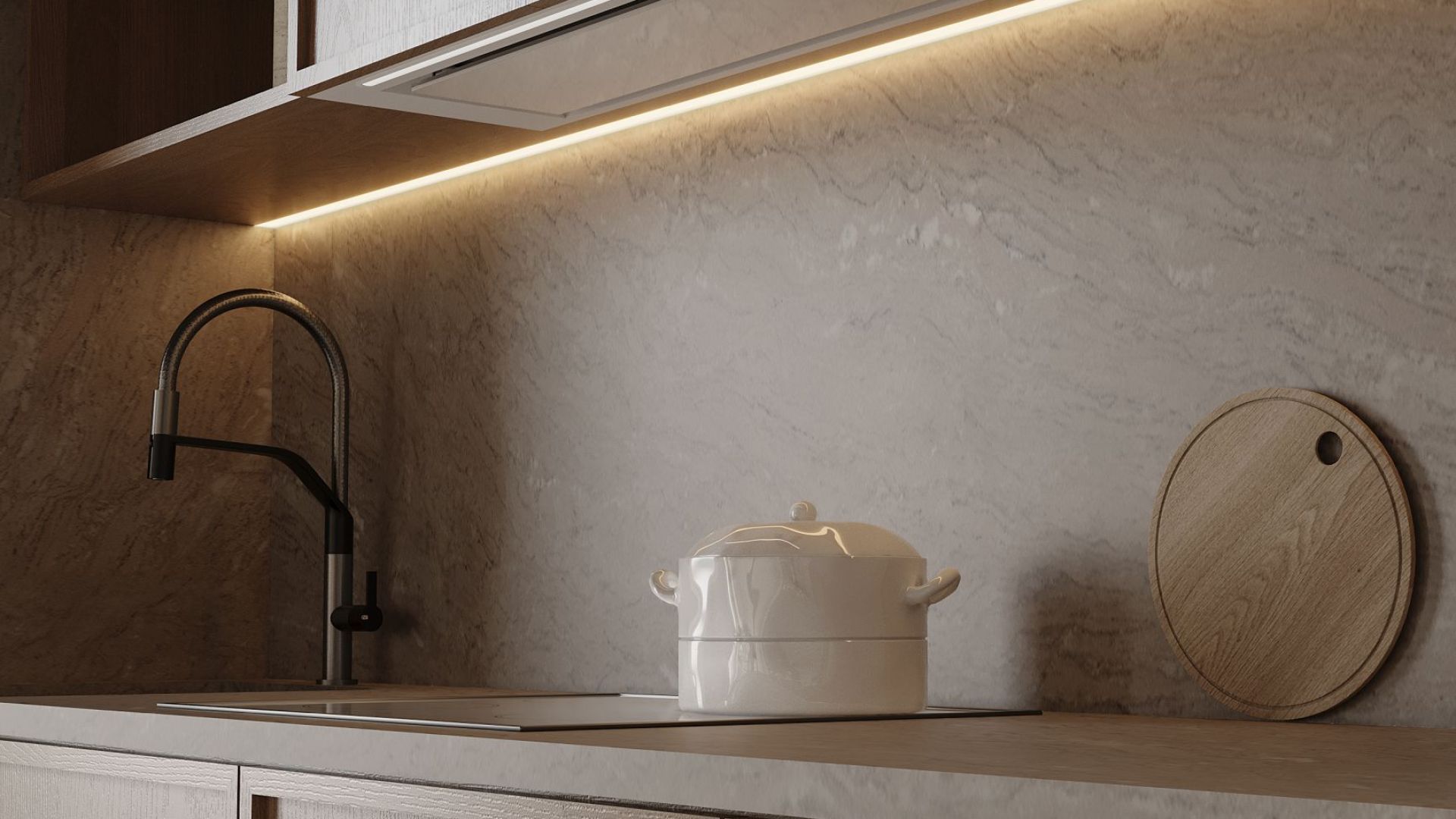 Įmontuojamas gartraukis Micra Space White Matt - Balta matinė - Wizualizacja 7