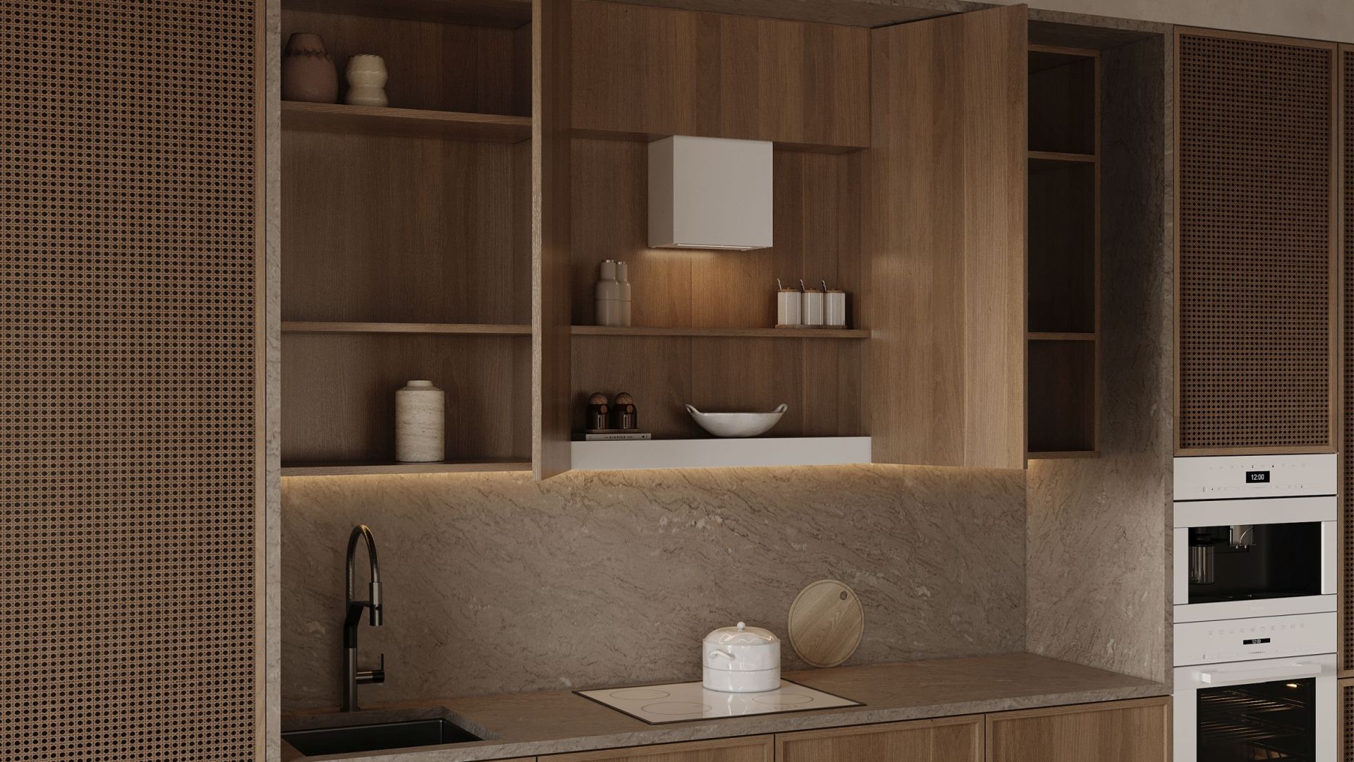 Įmontuojamas gartraukis Micra Space White Matt - Balta matinė - Wizualizacja 3