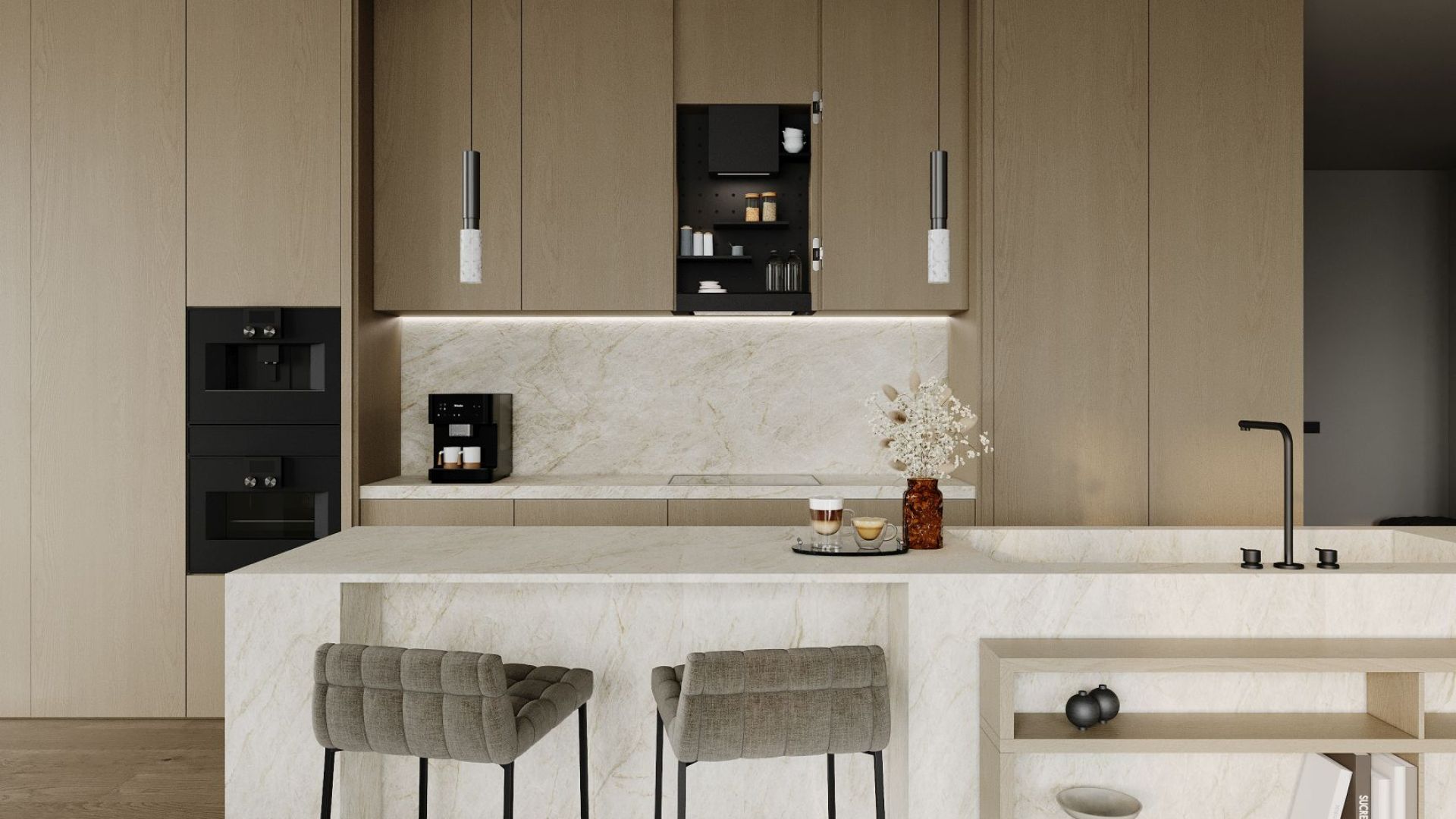 Įmontuojamas gartraukis Micra Space Black Matt - Juoda matinė - Wizualizacja 9