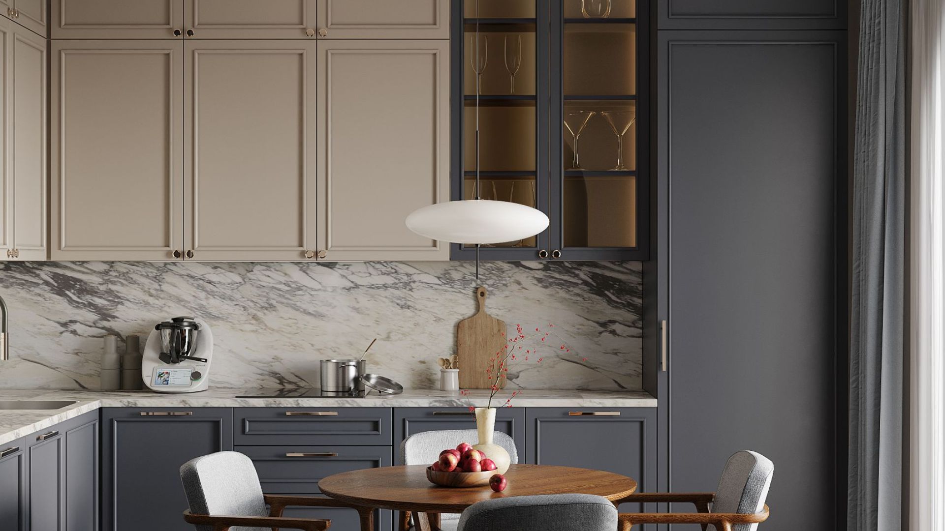 Įmontuojamas gartraukis Micra White Matt 120 cm - Balta matinė - Wizualizacja 2