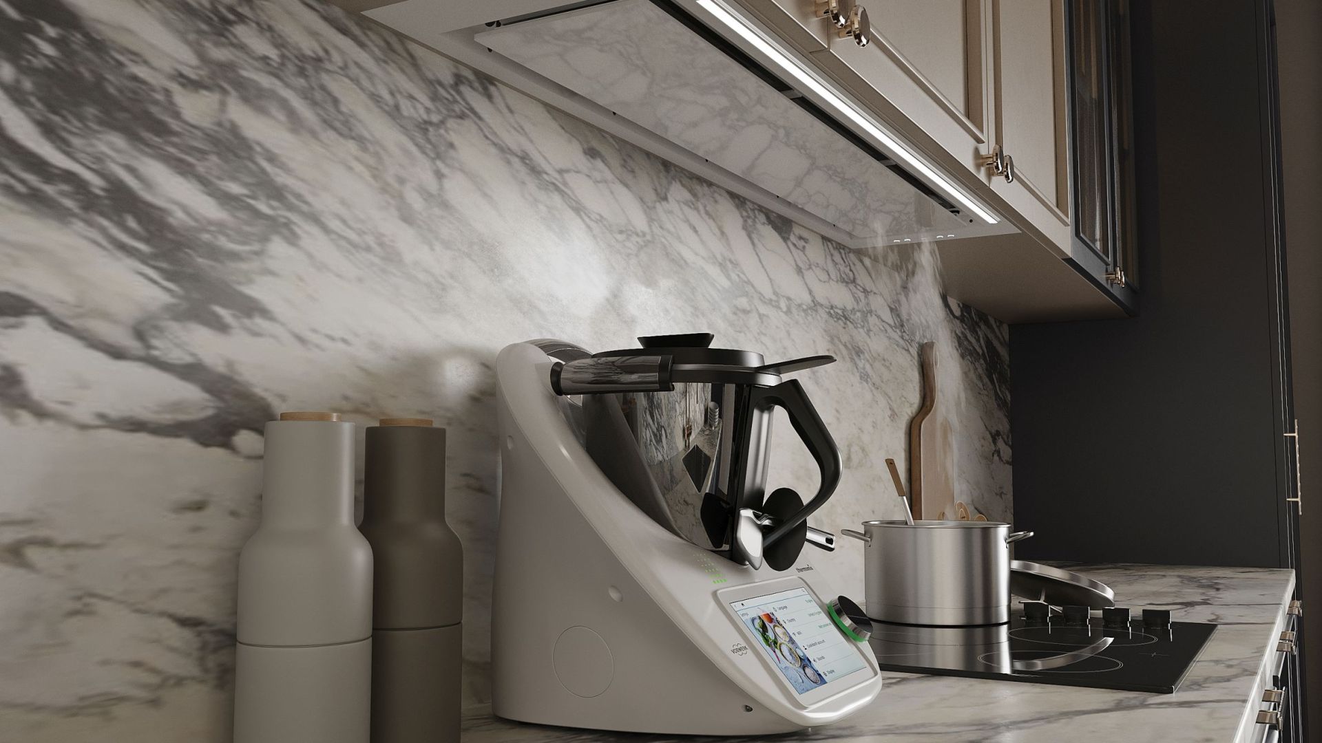 Įmontuojamas gartraukis Micra White Matt 120 cm - Balta matinė - Wizualizacja 4