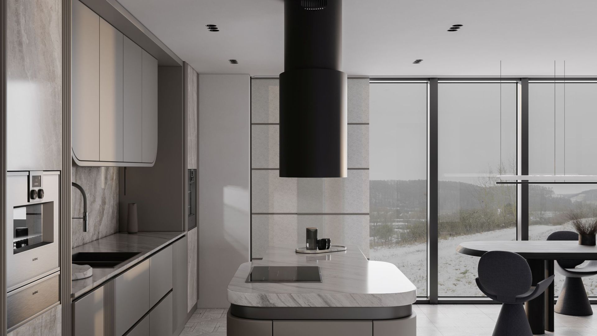 Erdvinis gartraukis Oval Black Matt - Juoda matinė - Wizualizacja 5