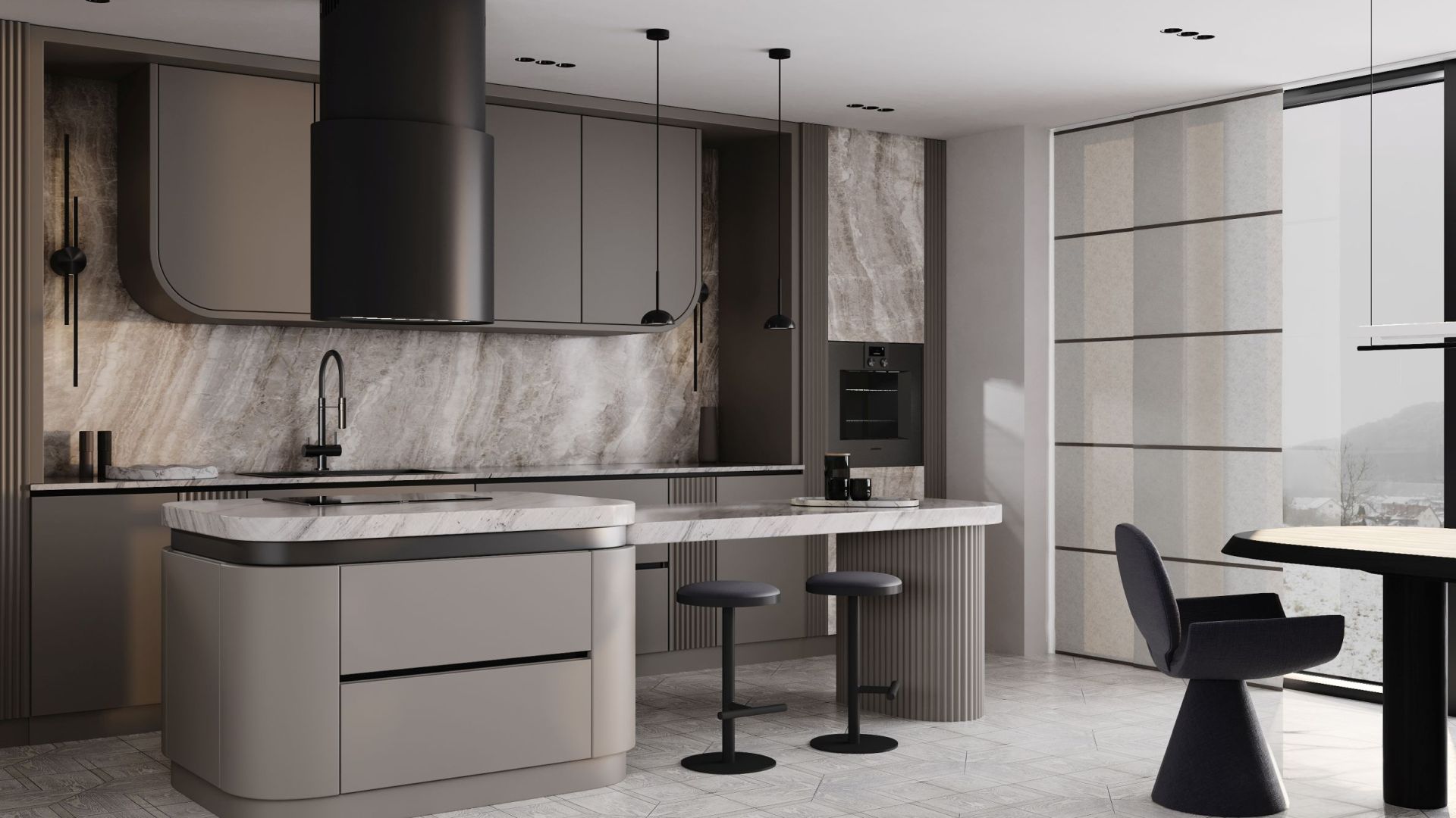 Erdvinis gartraukis Oval Black Matt - Juoda matinė - Wizualizacja 6