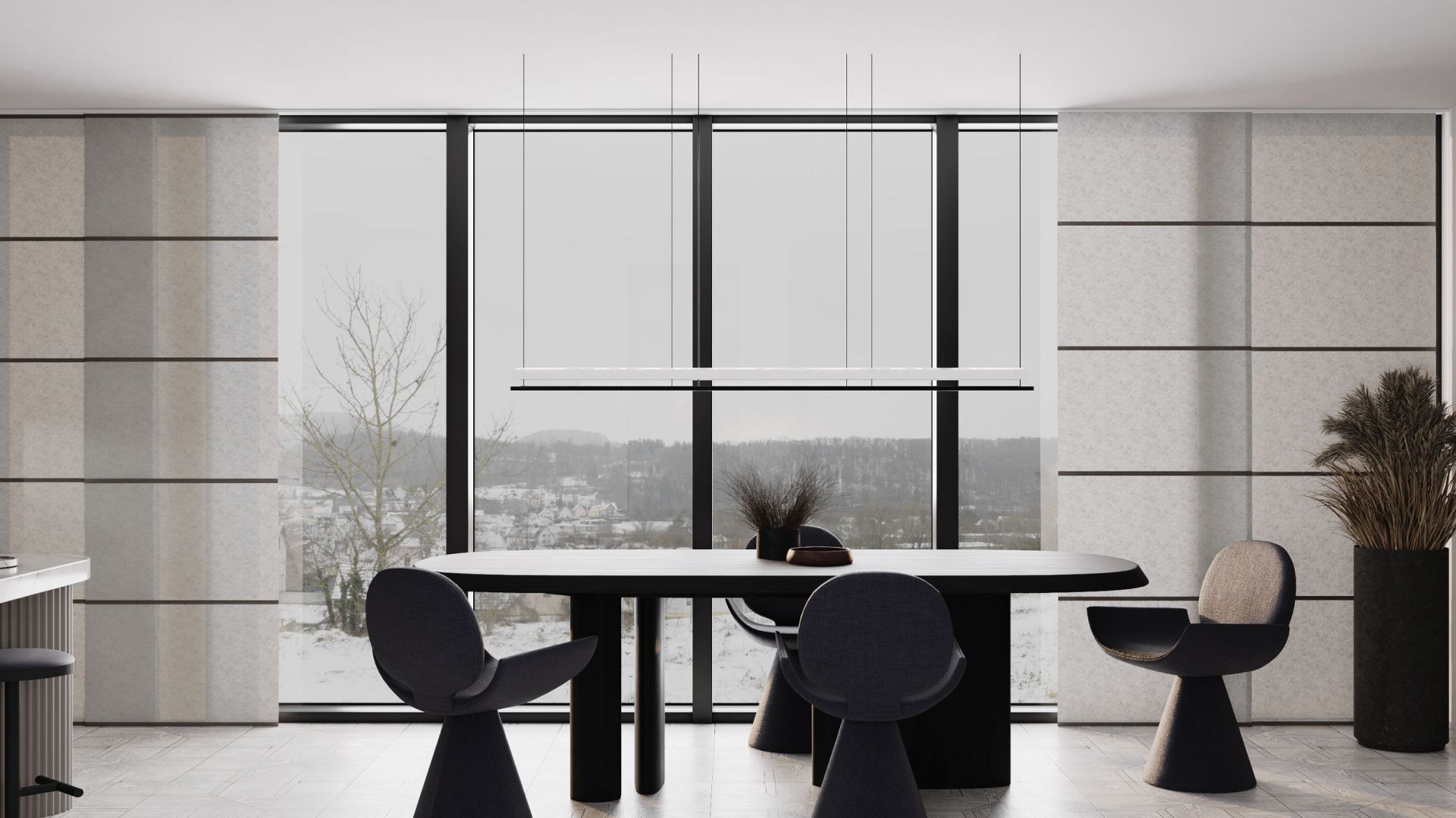 Erdvinis gartraukis Oval Black Matt - Juoda matinė - Wizualizacja 3