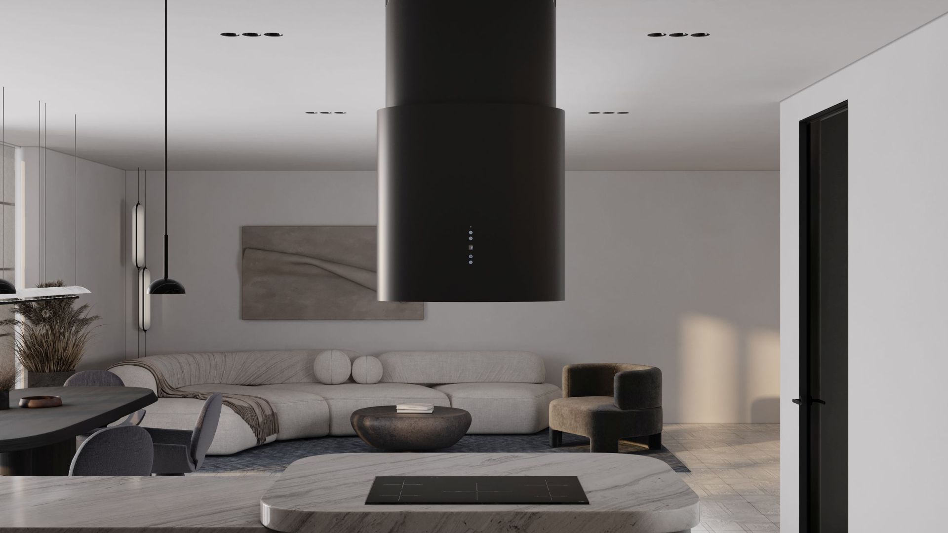 Erdvinis gartraukis Oval Black Matt - Juoda matinė - Wizualizacja 8