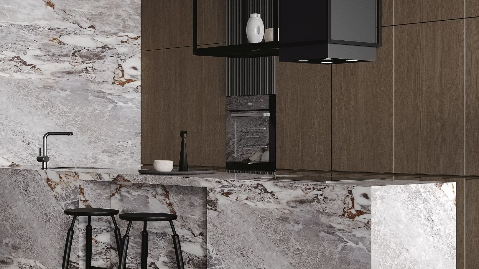 Erdvinis gartraukis Quadro Cage Asymmetric Glass Black Matt - Juoda matinė - Wizualizacja 6