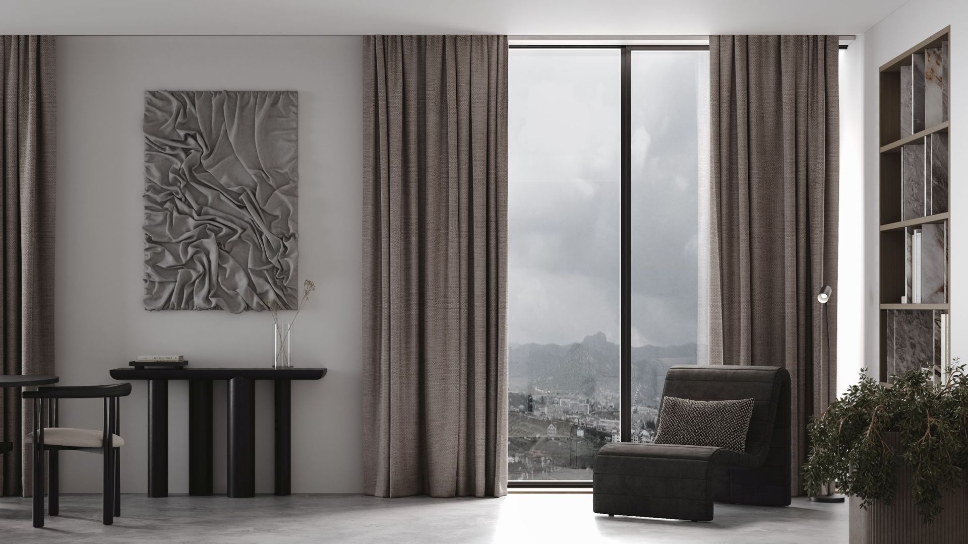 Erdvinis gartraukis Quadro Cage Asymmetric Glass Black Matt - Juoda matinė - Wizualizacja 2