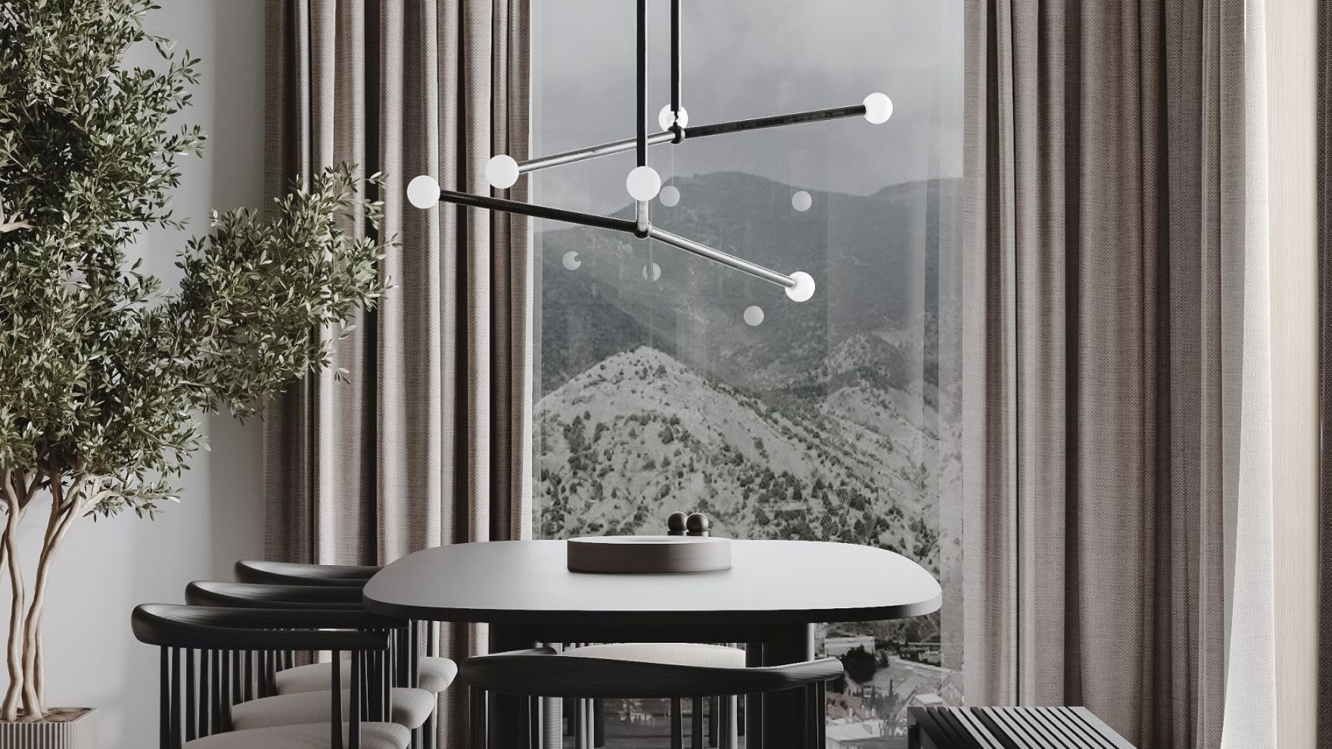 Erdvinis gartraukis Quadro Cage Asymmetric Glass Black Matt - Juoda matinė - Wizualizacja 5