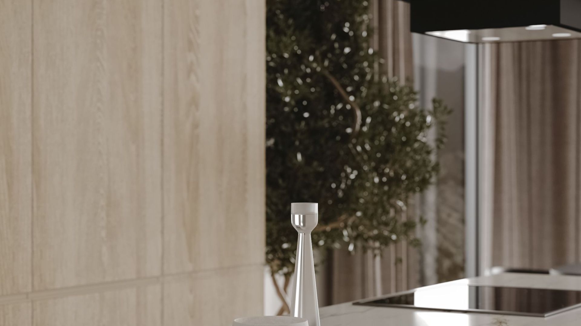 Erdvinis gartraukis Quadro Cage Asymmetric Wood Black Matt - Juoda matinė - Wizualizacja 5