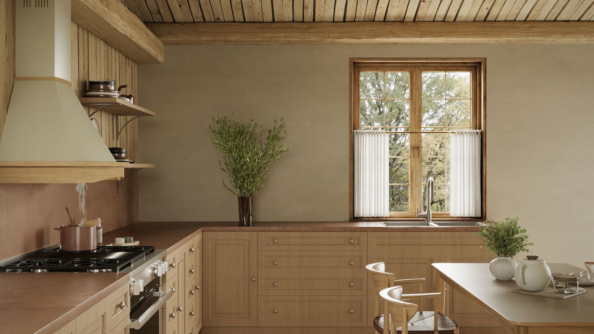 Retro gartraukis Rustic Ecru - Kreminė - Wizualizacja 3