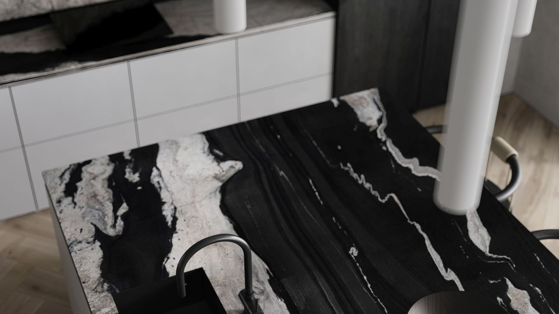 Sieninis gartraukis Sento OR Strips Black Matt - Juoda matinė - Wizualizacja 5