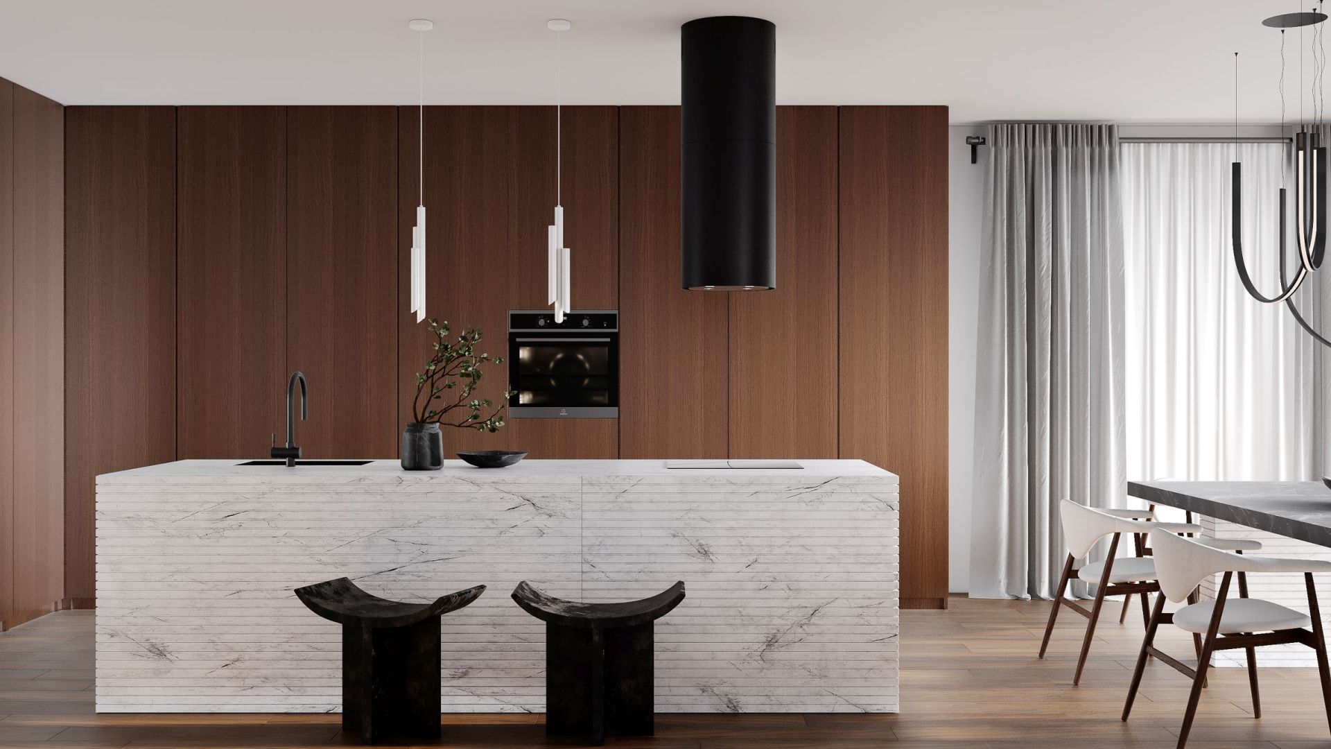 Erdvinis gartraukis Tubo Black Matt - Juoda matinė - Wizualizacja