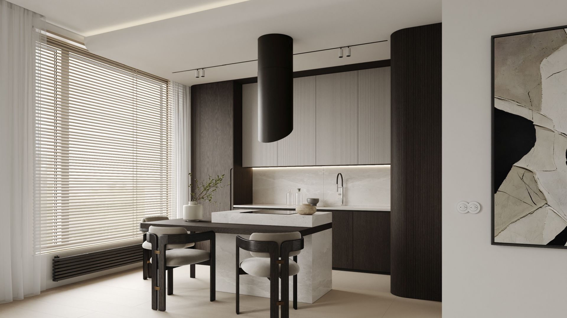 Erdvinis gartraukis Hiro Black Matt - Juoda matinė - Wizualizacja 3
