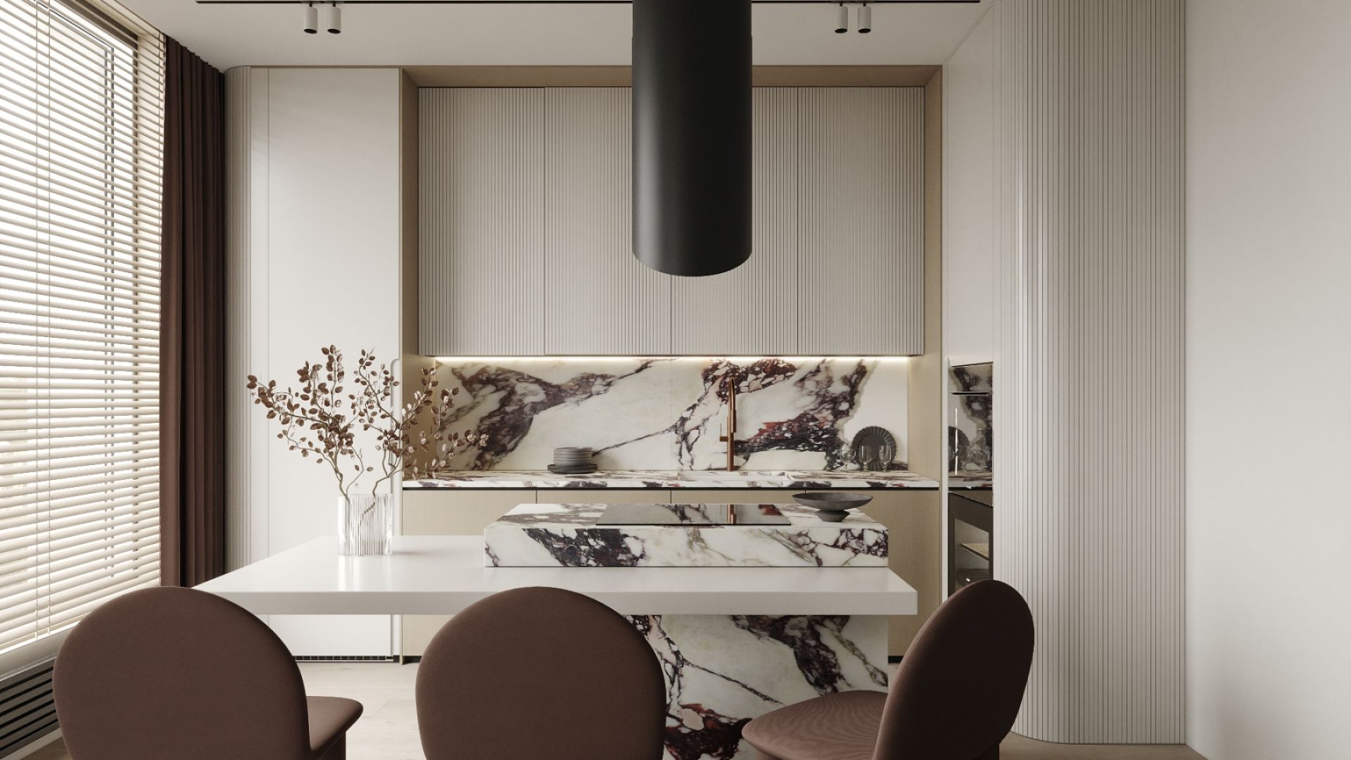 Erdvinis gartraukis Hiro Color Black-Copper - Juoda matinė/Vario - Wizualizacja