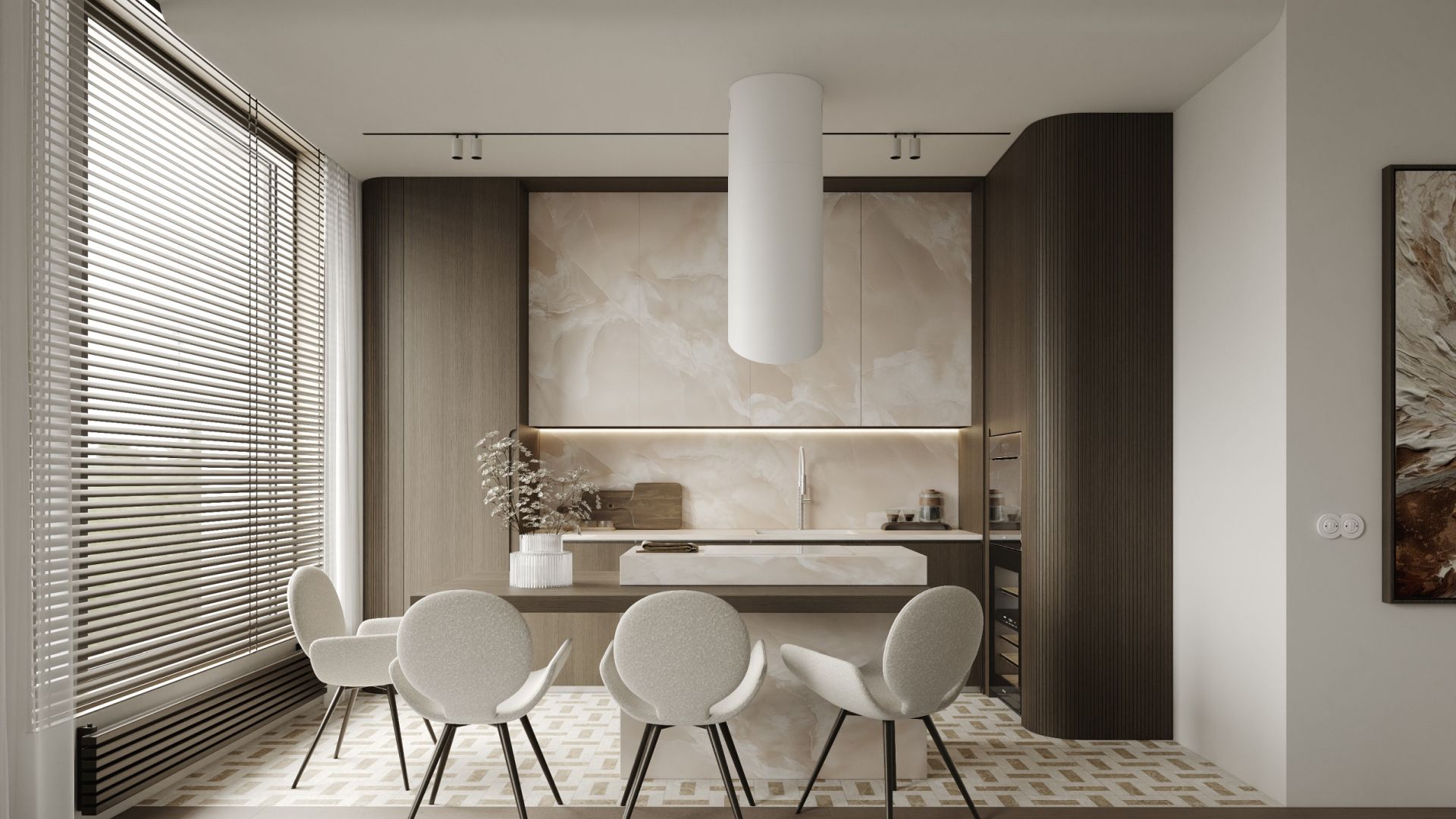 Erdvinis gartraukis Hiro Color White-Kashmir - Balta matinė/Kašmyro - Wizualizacja 2