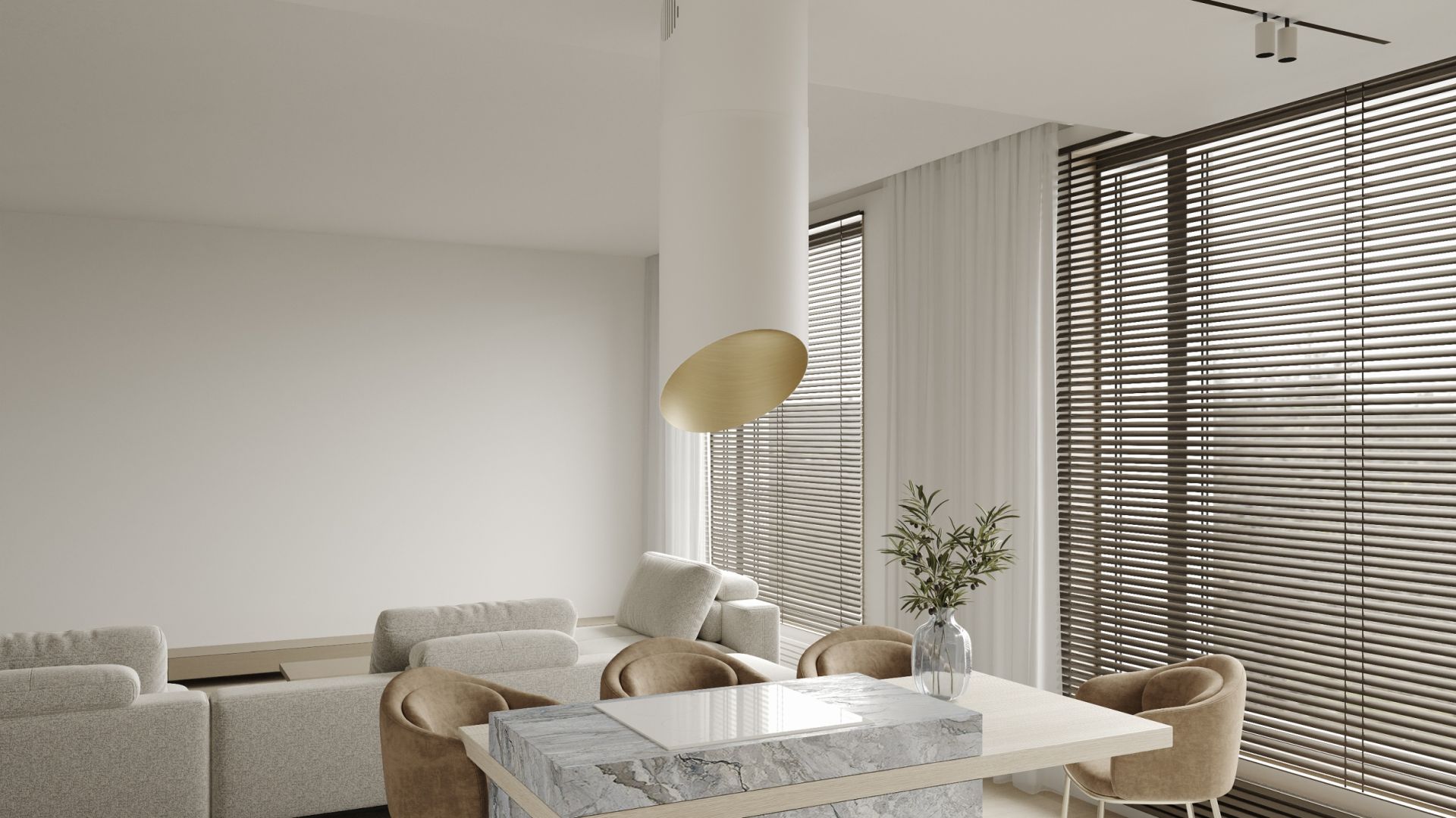 Erdvinis gartraukis Hiro Color White-Gold - Balta matinė/Aukso - Wizualizacja