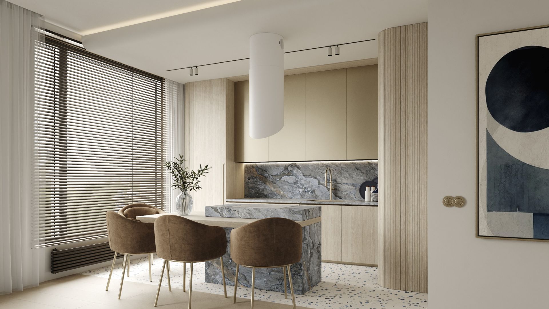 Erdvinis gartraukis Hiro Color White-Gold - Balta matinė/Aukso - Wizualizacja 7